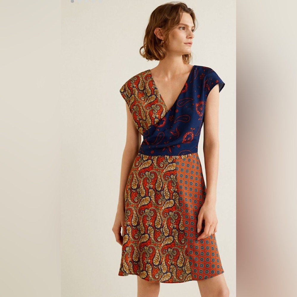Mango, Women’s Contrasting print mini dress, size XS